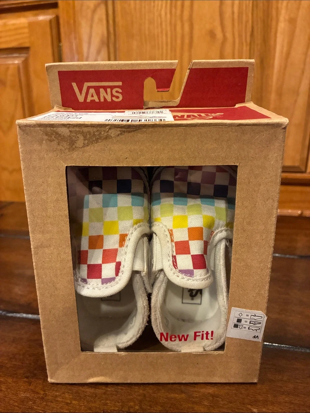 Vans Baby Shoes Size 3 Slip-On V Crib, Off the Wall Checkerboard Rainbow (ABBA)